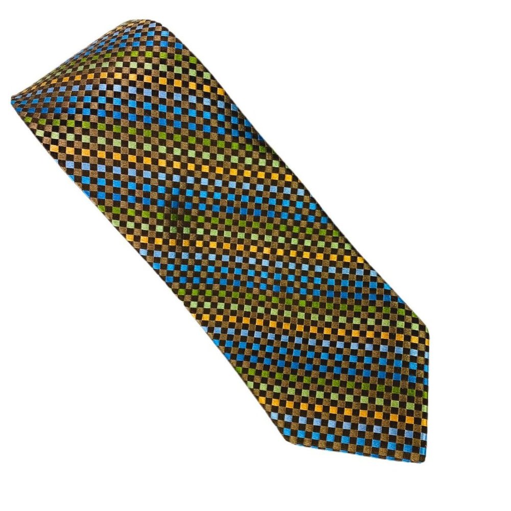 Mens Jacquard Silk Woven Ties Classic Checkered Bl